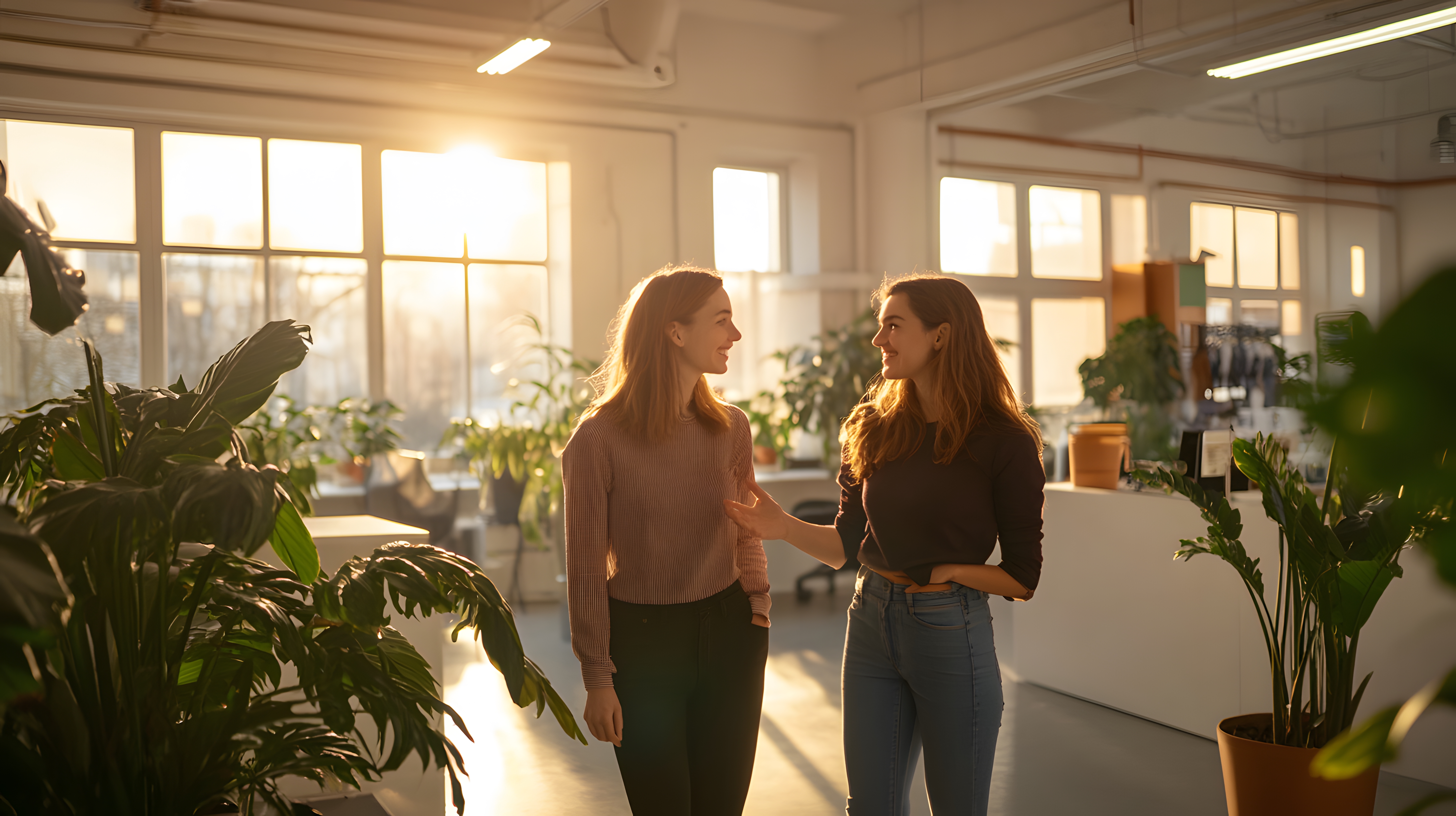 Women discussing in modern office